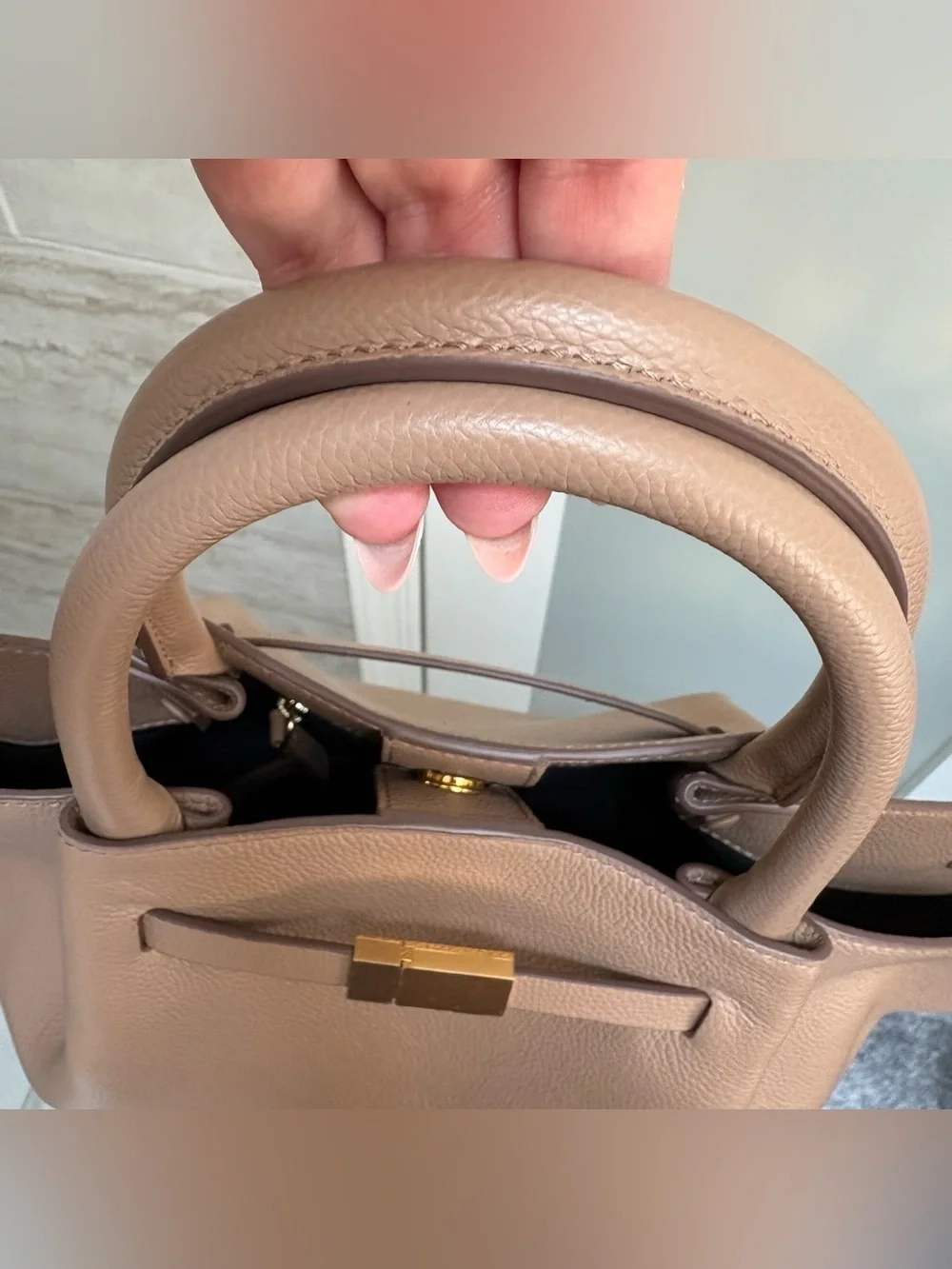 Demellier Midi New York Tote, Dark Sand